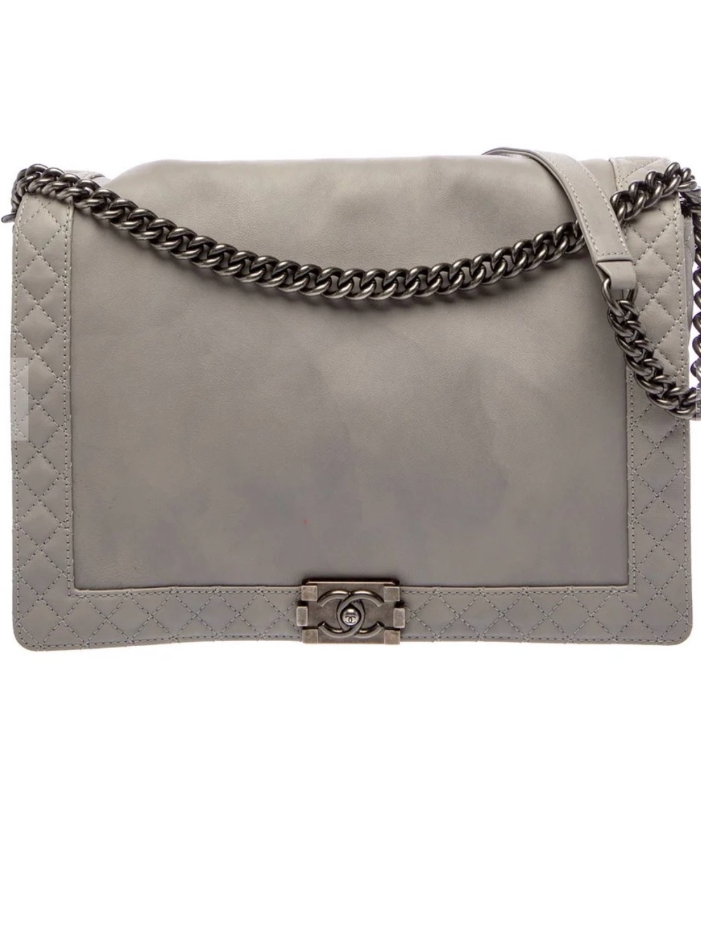 CHANEL Gray Shoulder XL Reverso Boy Bag